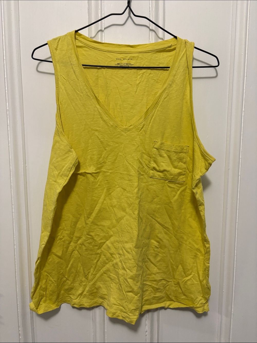 Max Studio Yellow V-Neck Pocket Tank